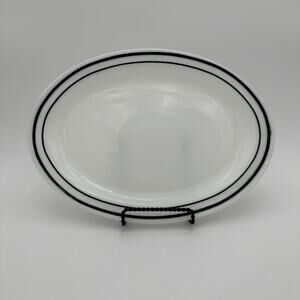 Vtg Anchor Hocking Fire King Platter Green Trim Milkglass 12 Inch